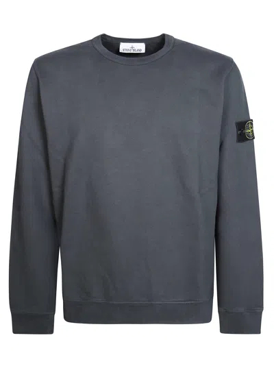 Stone Island Crewneck Minimalist Patch Sweatshirt In Blue