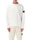 Stone Island Textured Knitwear Sweater With Logo Patch In White