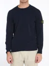 Stone Island Wool Round Neck Sweater In Blue