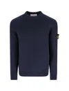 Stone Island Crew Neck Wool Sweater In Blue