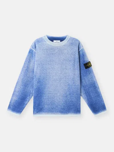 Stone Island Crewneck Sweater In Organic Cotton In Blue