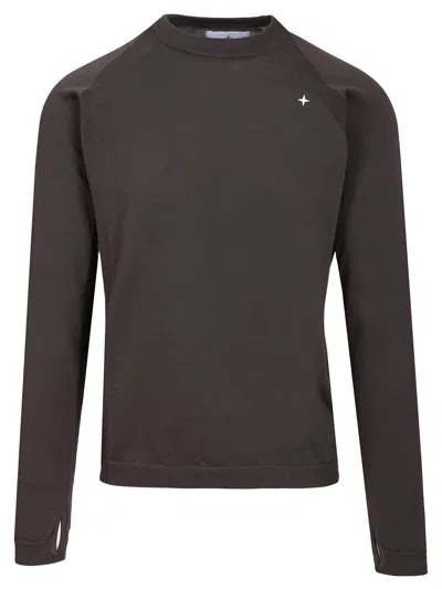 Stone Island Crewneck Sweater In Primaloft Bio In Brown