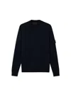 Stone Island Ribbed-knit Virgin Wool Sweater With Signature Patch In Blue