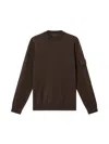 Stone Island Crewneck Jumper With Ribbed Trims In Brown