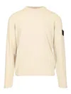 Stone Island Beige Crewneck Logo Sweater In Neutral
