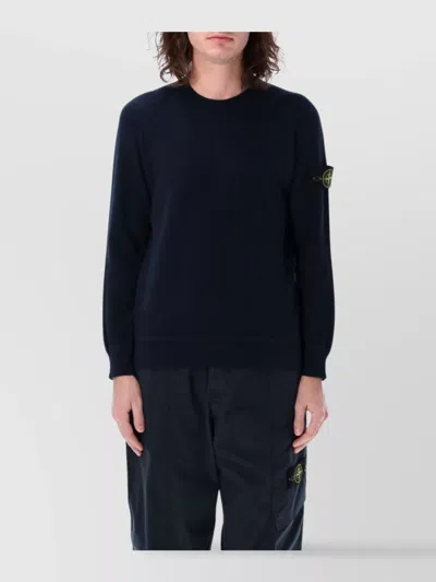 STONE ISLAND CREWNECK SWEATER RIBBED LONG SLEEVES