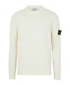 Stone Island Turtleneck Ribbed Wool Sweater In White