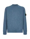 Stone Island Crewneck Sweater With Raglan Sleeves In Blue
