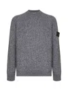 Stone Island Raglan Sleeve Knit Sweater With Ribbed Hem In Gray