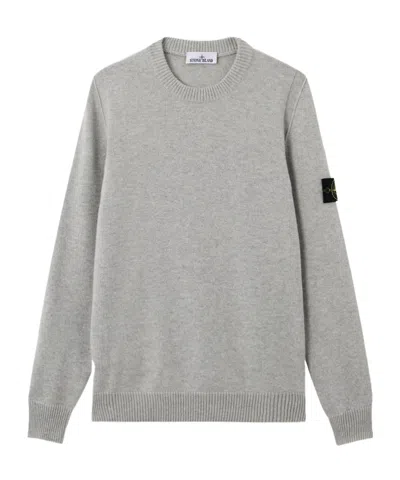 Stone Island Crewneck Sweater With Reverse Stitch Details In Gray