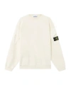Stone Island Turtleneck Ribbed Wool Sweater In White