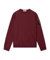 Stone Island Men Burgundy Brushed Organic Cotton Crewneck Sweatshirt In Burgundy