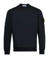 Stone Island Organic Cotton Crew Neck Sweater With English Ribs Knitwear Blue In Black