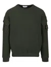 Stone Island Brushed Organic Cotton Fleece Sweatshirt With Ribbed Inserts In Multi