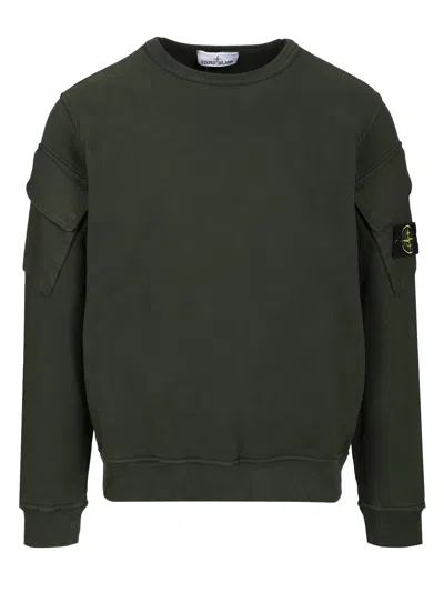 STONE ISLAND CREWNECK SWEATSHIRT IN BRUSHED ORGANIC COTTON