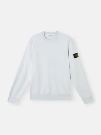 Stone Island Crewneck Sweatshirt In Fleece Cotton In Blue