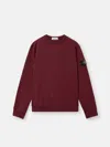 Stone Island Men Burgundy Brushed Organic Cotton Crewneck Sweatshirt In Red