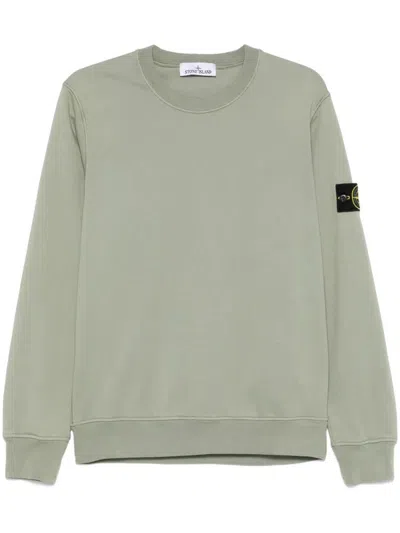 Stone Island Crewneck Sweatshirt Organic Cotton Fleece In Salvia