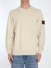 Stone Island Crew Neck Wool Sweater With Reverse Stitch Details Clothing In Sabbia