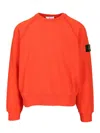 Stone Island Orange Brushed Organic Cotton Crewneck Sweatshirt In Red
