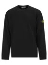 Stone Island Black Long Sleeve Crewneck Sweatshirt With Patch Logo In Black