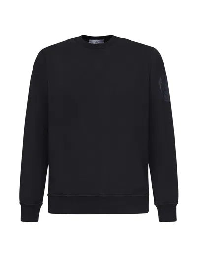 Stone Island Crewneck Sweatshirt With Compass Embroidery In Black