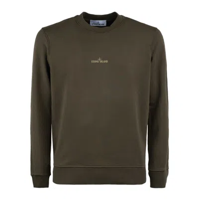 Stone Island Crewneck Sweatshirt With 'institutional Five' Print In Green