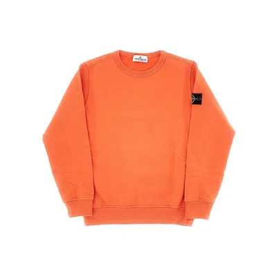 Stone Island Crewneck Sweatshirt With Logo Badge Kids In Orange