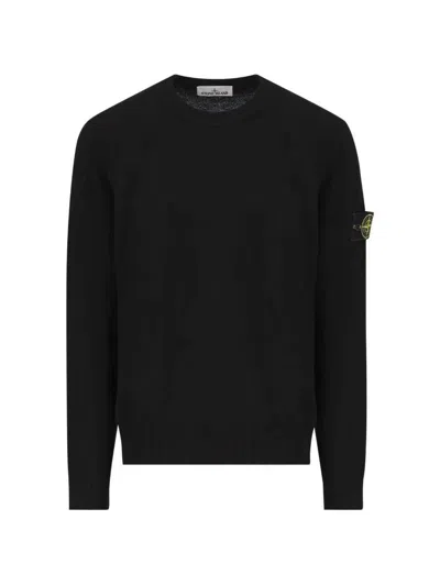 Stone Island Crew-neck Sweatshirt With Logo Patch In Black