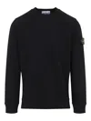 Stone Island Black Long Sleeve Crewneck Sweatshirt With Patch Logo In Black