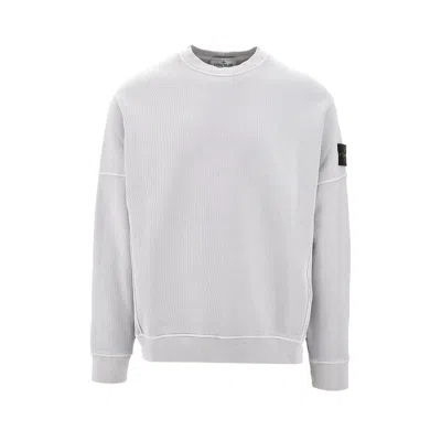 Stone Island Crewneck Sweatshirt With Raised Seams In Grey