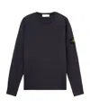 Stone Island Brushed Organic Cotton Fleece Sweatshirt With Ribbed Inserts In Navy Blue