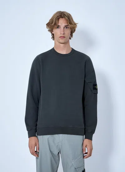 Stone Island Crewneck Sweatshirt With Sleeve Pocket In Grey