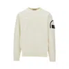 Stone Island Crew Neck Knit Sweatshirt With Functional Sleeve Pocket In White
