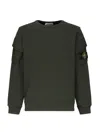 Stone Island Brushed Organic Cotton Fleece Sweatshirt With Ribbed Inserts In Green