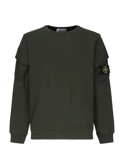 STONE ISLAND CREWNECK SWEATSHIRT WITH SLEEVE POCKETS