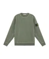 Stone Island Green Crewneck Sweatshirt With Logo Patch On The Sleeve In Cotton Man In Green