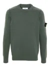 Stone Island Malfilé Cotton Fleece Sweatshirt In Verde