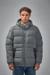 Stone Island 4100040 Seamless Tunnel Nylon Down-tc Hooded Jacket In Gray