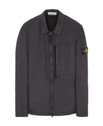 Stone Island Crinkle Reps Compass-badge Lightweight Jacket In Black