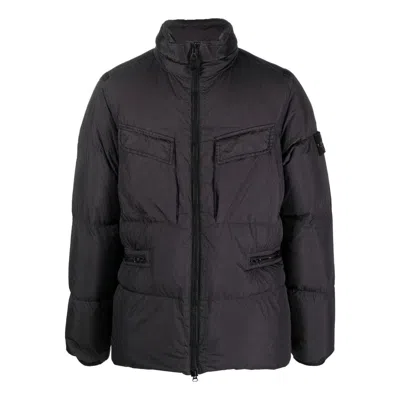 Stone Island Crinkle Reps Down Jacket 'black' In Blue
