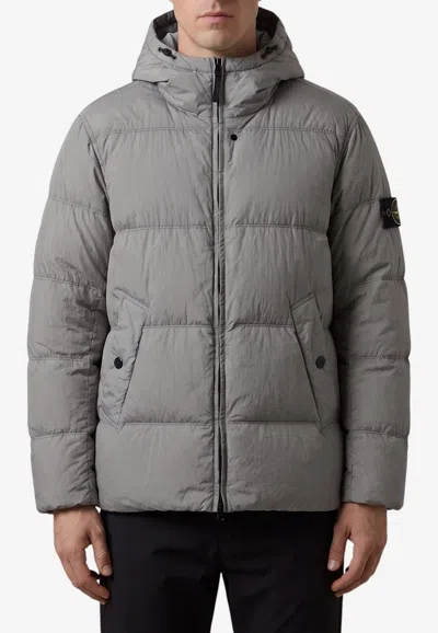 Stone Island Crinkle Reps Down Jacket In Gray