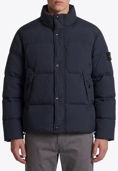 Stone Island Crinkle Reps Down Jacket In Navy