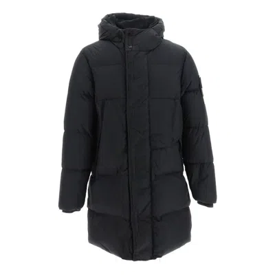 Stone Island Crinkle Reps Hooded Down Long Jacket 'black'