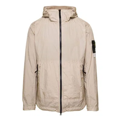 Stone Island Crinkle Reps Hooded Jacket 'dove Grey' In Neutral