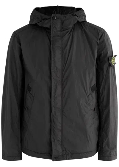 Stone Island Crinkle Reps Hooded Nylon Jacket In Charcoal