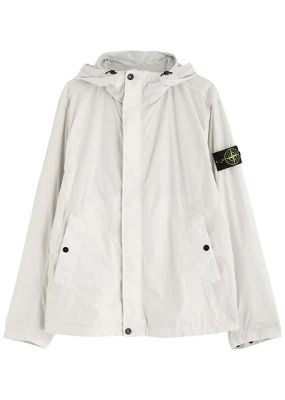 Stone Island Crinkle Reps Hooded Nylon Jacket In Light Grey