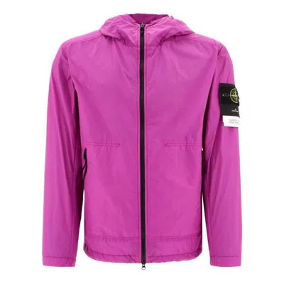 Stone Island Crinkle Reps Ny Hooded Jacket 'magenta' In Purple