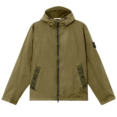 Pre-owned Stone Island Crinkle Reps Ny Hooded Light Jacket 'military Green' | Men's Size L