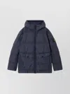 Stone Island Blue Down Jacket With Drawstring Hood And Logo Patch On The Sleeve In Tech Fabric Man In Blue